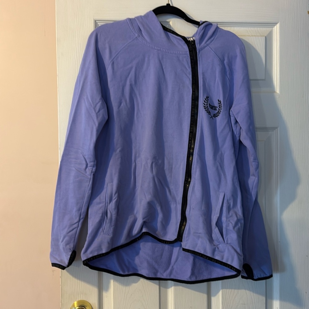 Pink- Hooded off-center zip sweatshirt